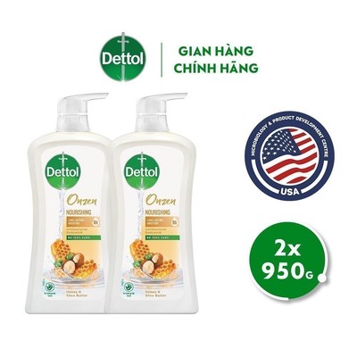 [LIVESTREAM] Combo 2 chai sữa tắm Dettol Onzen mật ong kháng khuẩn và dưỡng thể - chai 950G
