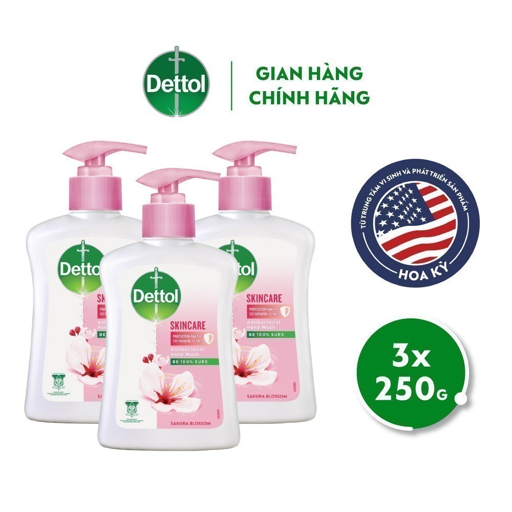 [Livestream] Combo 3 chai nước rửa tay Dettol kháng khuẩn dưỡng da - Chai 250g