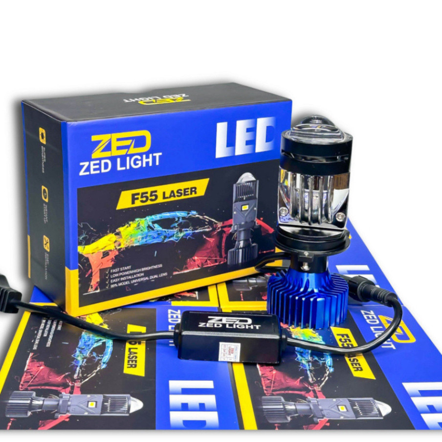 Đèn LED Siêu Sáng cho Xe Máy và Ô Tô Chân F55 LASER ZED LIGHT H4 12-24V DC, Bảo Hành 2 Năm