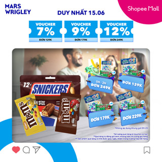 Combo Kẹo Sô Cô La Snicker 240g, M&M Sữa 180g, M&M Đậu Phộng 180g