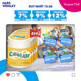 Combo 4 Kẹo Sing-Gum Cool Air Hương Bạc Hà - Mật Ong, Chanh Hũ Lớn 100 Viên