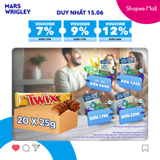Combo 20 Thanh bánh quy Twix phủ Sô cô la Sữa và Caramen 25g