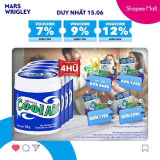 Combo 4 Kẹo Sing-Gum Cool Air Hương Bạc Hà - Khuynh Diệp Hũ Lớn 100 Viên