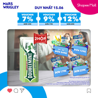 Combo 2 hộp viên ngậm không đường Doublemint hương bạc hà lục 35 viên