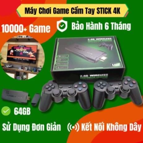 Máy Chơi Game Cầm Tay STICK 4K V2 PRO HDMI 64Gb Sẵn 15000 Game, Tay Cầm Chơi Game Kết Nối Không Dây