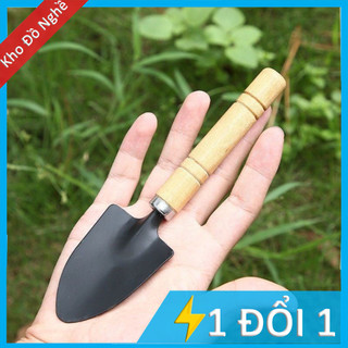 Bộ 3 món dụng cụ xẻng làm vườn mini cán gỗ (Xẻng Làm Vườn - Xới Đất - Cào Đất)