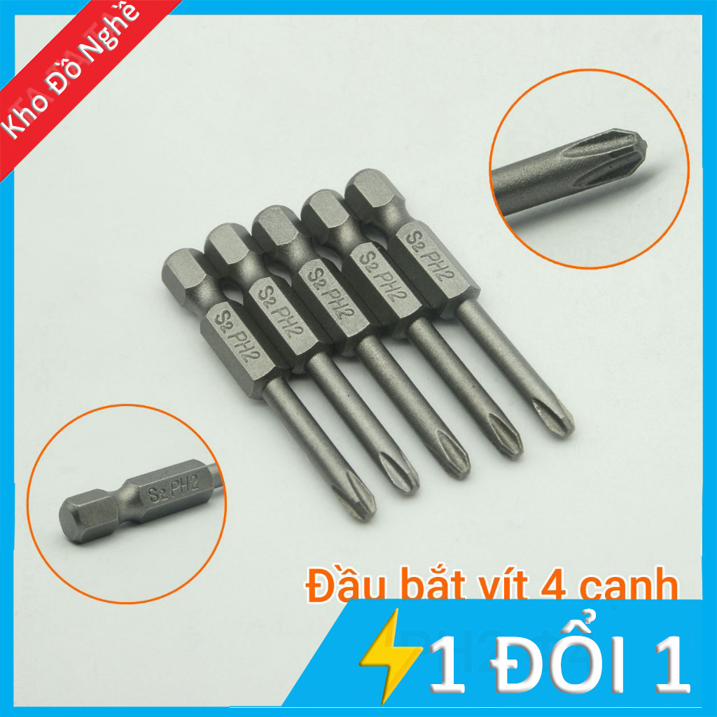 Đầu bắt vít 4 cạnh PH2 chuôi lục