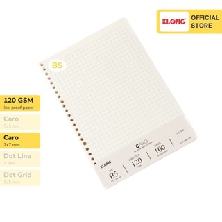   Mới   Ruột sổ còng giấy refill KLONG 120GSM Caro Dot Line Dot Grid A5 B5 A4 200 trang 