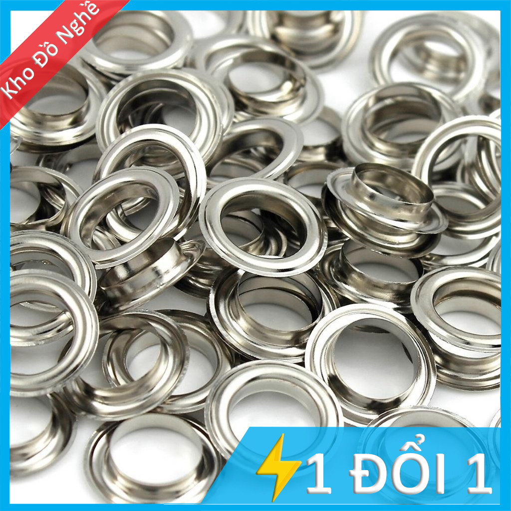 Khoen ore túi 100 cặp kèm long đền size 12mm, khuy oze ô rê mắt cáo đóng bạt, túi xách, bấm vải, bấm