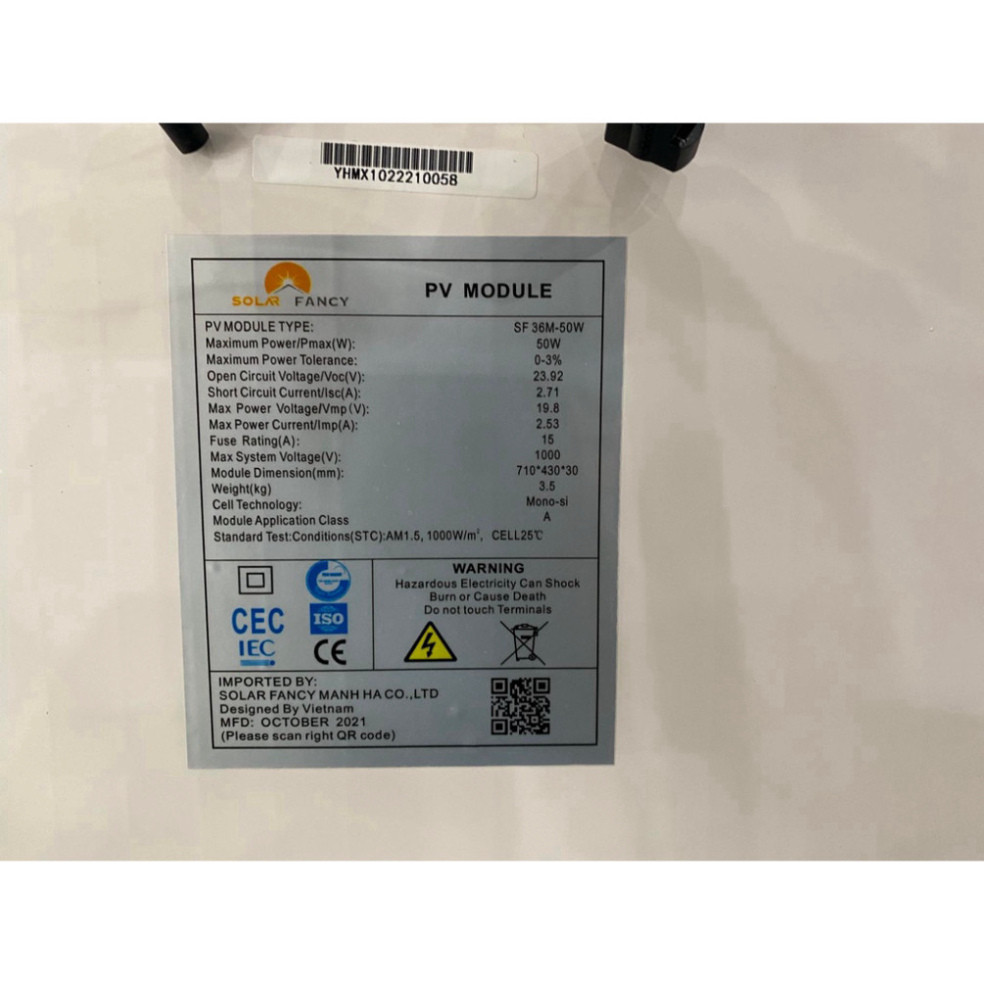 Pin NLMT Mono 50w Class A - Solar Fancy loại 9 đường hàn Hàng Chính Hãng hàng chính hãng
