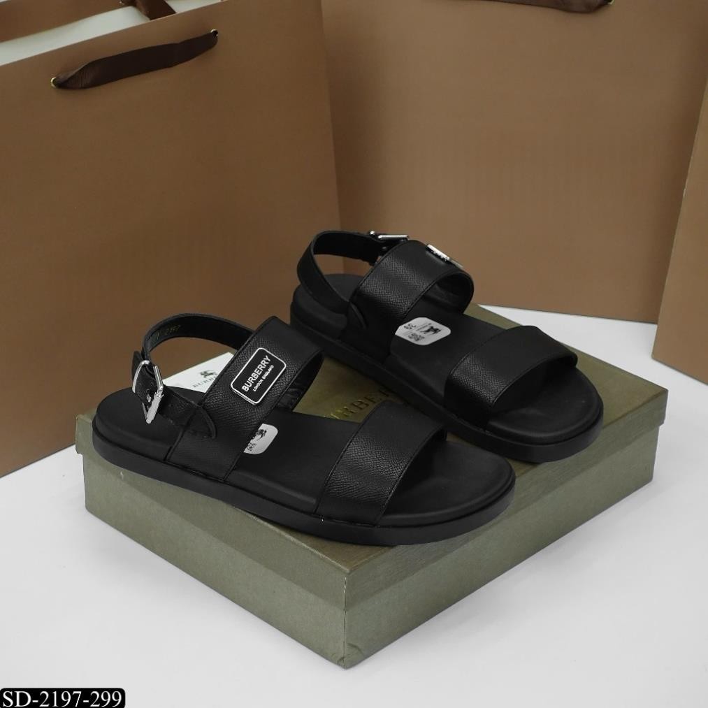 Dép Sandal Nam Quai Da Bò Cao Cấp, Dép Quai Hậu - Dép Đi Học Đi Làm M-2197 ĐEN