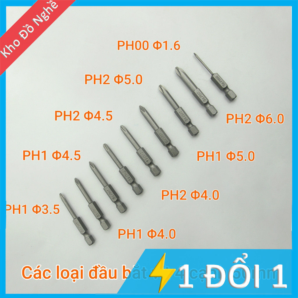 Đầu bắt vít 4 cạnh PH1 chuôi lục