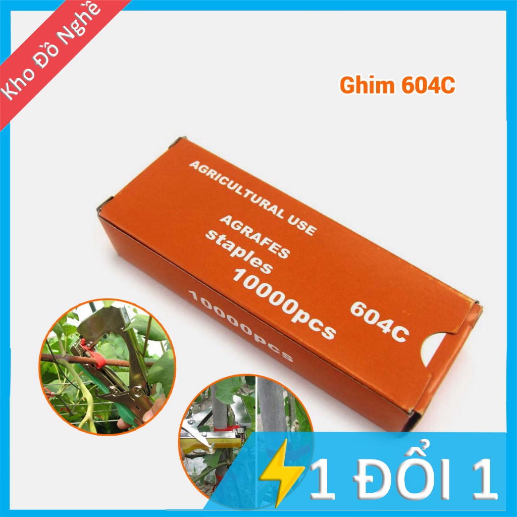 Hộp ghim bấm 604C và dây buộc cành cho kìm buộc cành cây tự động, ghim bấm chanh dây, bầu, bí, mướp