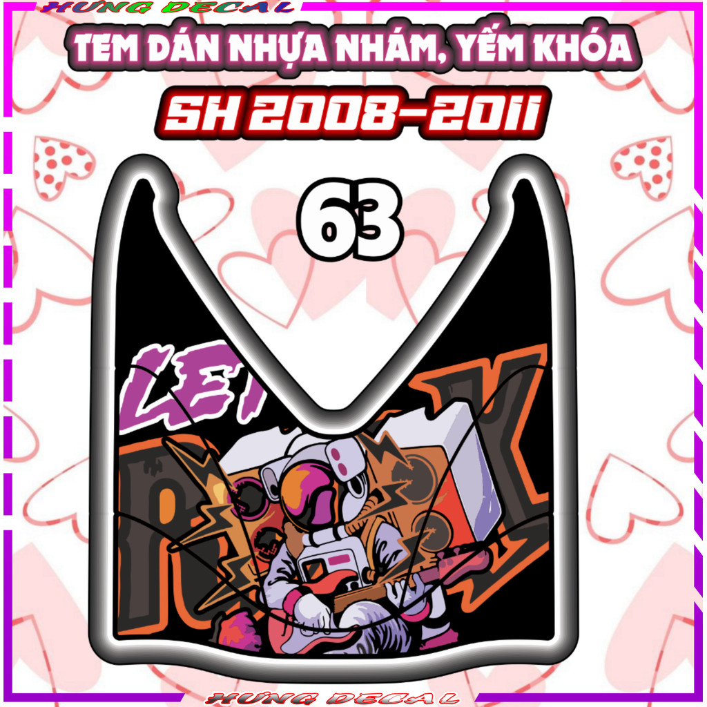 Tem dán yếm trước sau xe SH 2008-2011 dán trang trí natra baby three decal sticker nhãn dán TEM