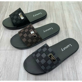 Dép Nam Luxury Quai Ngang  Kẻ Karo Mẫu Mới 2025 Dép Nam Boy PHỐ