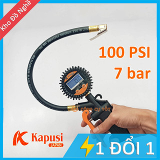 Đồng hồ đo áp suất lốp điện tử KAPUSI Nhật Bản, tay bơm đồng hồ điện tử, đầu vòi bơm xe hơi, xe máy