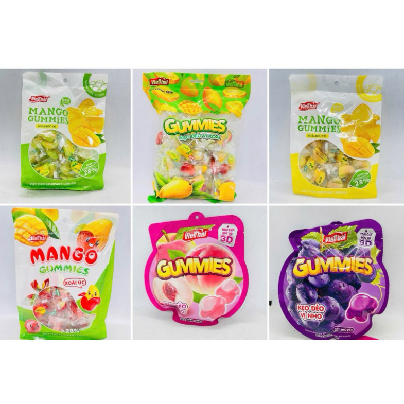 Kẹo xoài bóc vỏ 2 lớp đủ vị xoài xanh, xoài chín, xoài đỏ VITHAICO Việt Thái 150g/270g