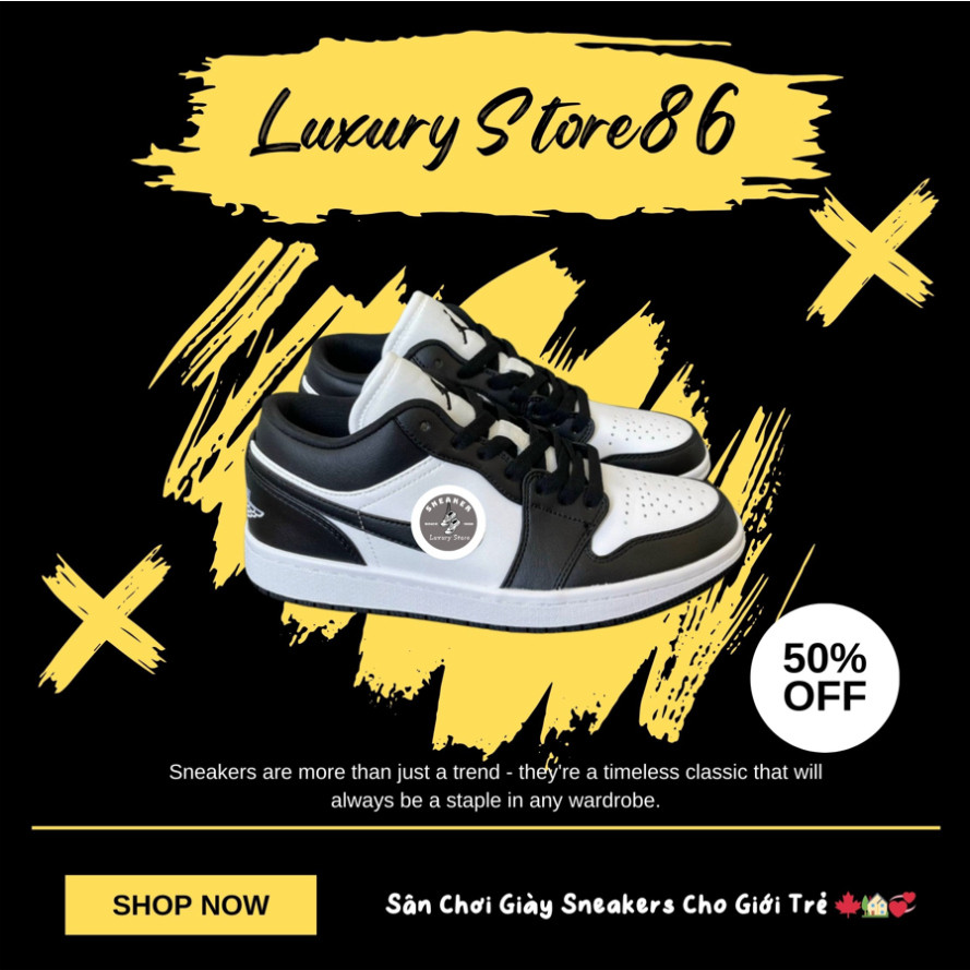 Giày JD 1 Low Panda, Giày JD Cổ Thấp Bản Chuẩn S.C Đủ Size Nam Nữ Từ 36-44, Full Box Bill.