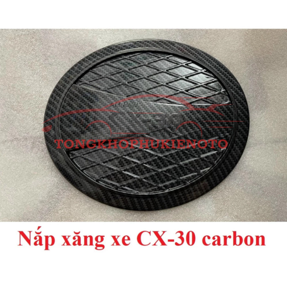 Ốp nắp bình xăng xe Mazda CX30, CX-30 2020 - 2025 vân cacbon cao cấp