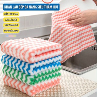 COMBO 10 Khăn Lau Bếp 20x20 CM Lau Bát Đĩa Khăn Bông Đa Năng Bản Lớn 2 Mặt Siêu Thấm Hút