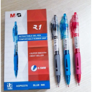 Hộp 12 bút Gel M&G R1 AGP02376 Ngòi 0.5mm Siêu ÊM - Bút bấm M&G R1 mực nước 0.5mm (Xanh / Đỏ / Đen) - Q06