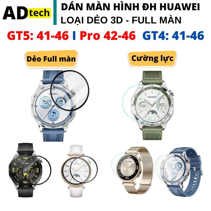 Dán màn hình đồng hồ huawei GT5 46mm 41mm GT5 Pro 42mm 46mm GT4 46mm GT4 41mm loại dẻo full màn và c