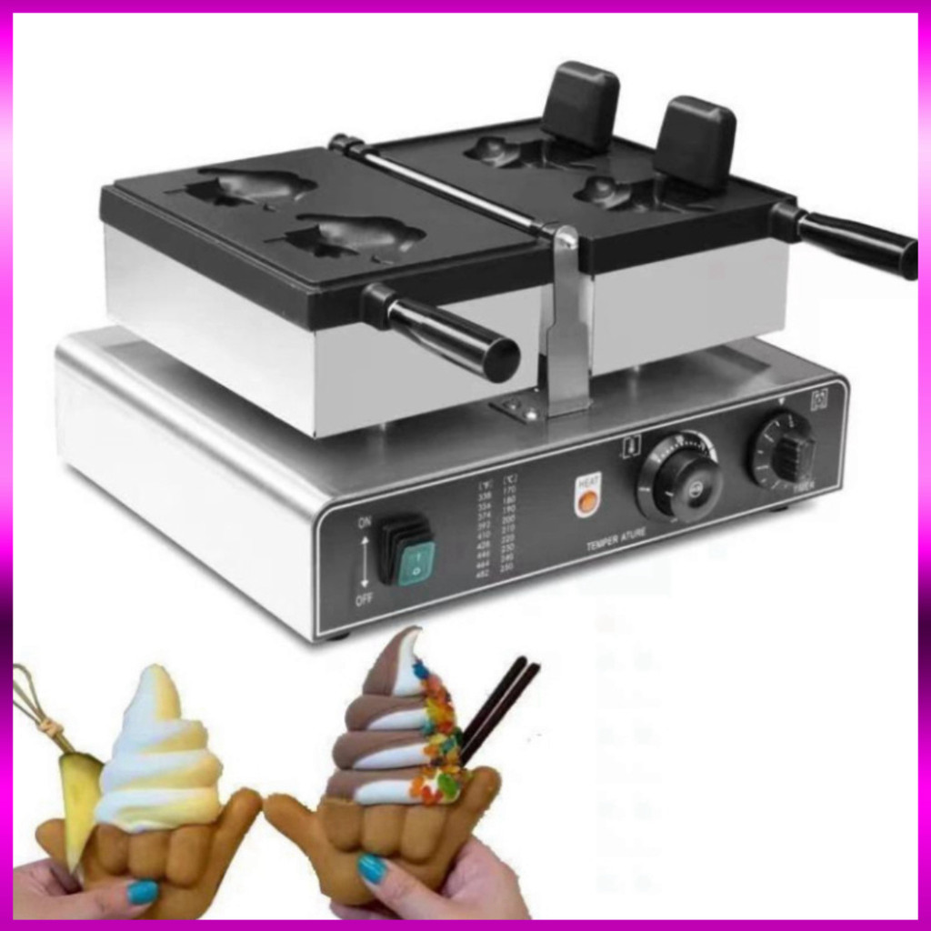 Máy Bánh Quế Hình 2 Ngón Tay độc lập 1600W 220V Fingers Shape Waffle Maker Ice Cream Cone Electric M