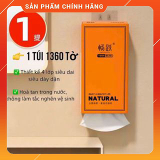  Túi giấy rút treo tường NATURAL 4 túi 1280 tờ Cao Cấp Giấy rút ăn 4 Lớp Bằng Bộ Nguyên Sinh tặng kèm móc treo khi thùng 