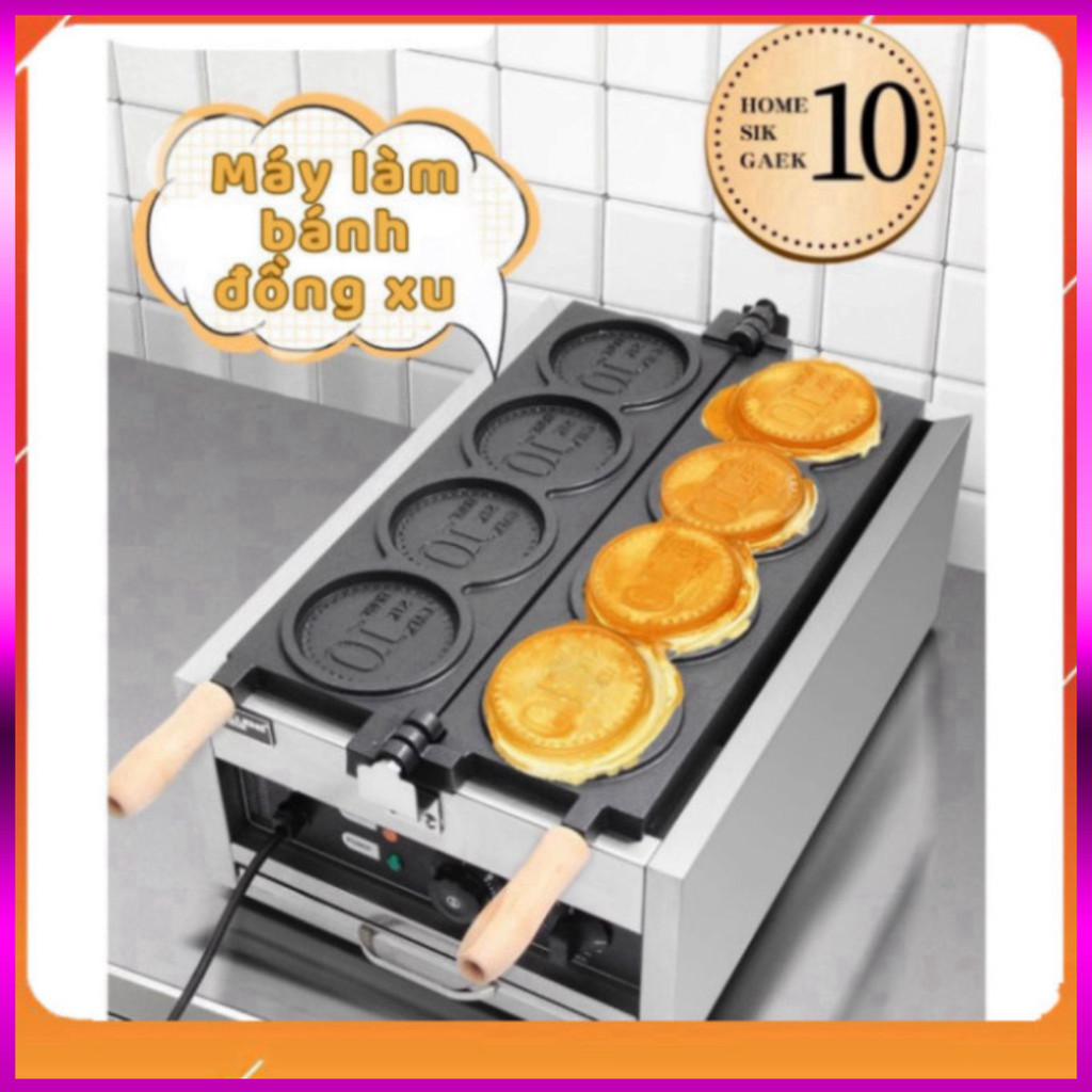 Máy Làm Bánh 4 Đồng Xu Grill Pan Thép Không Gỉ Waffle Maker Electric 3000W 220V EU PLUG PVN7807