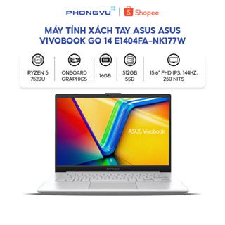 Laptop ASUS Vivobook Go 14 E1404FA-NK177W (Ryzen 5 7520U/ RAM 16GB/ Onboard/ 512GB SSD/ Windows 11) - Bảo hành 24 tháng