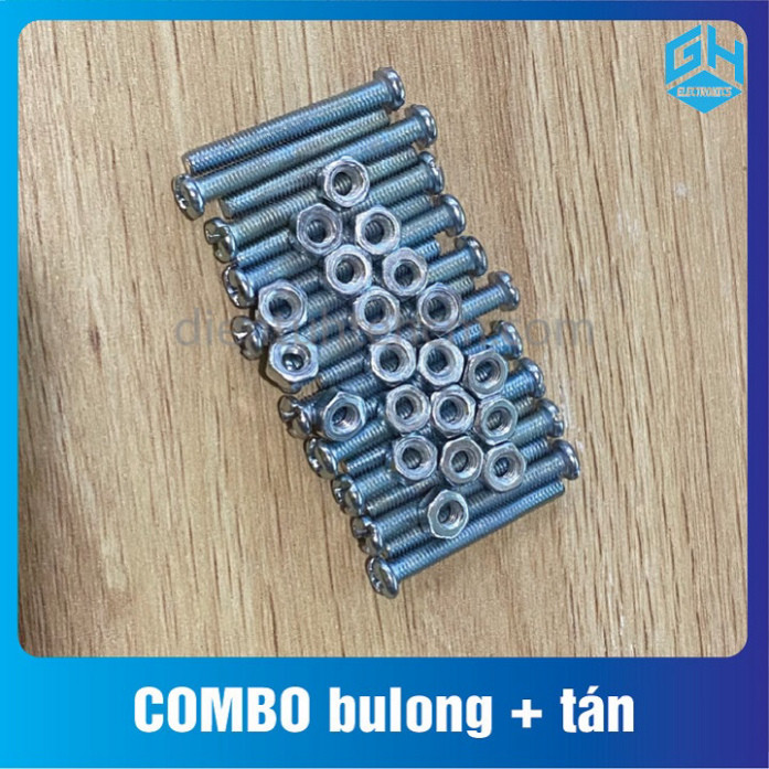 Bộ ốc vít Bulong M3, M4 và 20 đai ốc tán M3, M4 với nhiều kích thước - Gói 20 con tiện lợi.