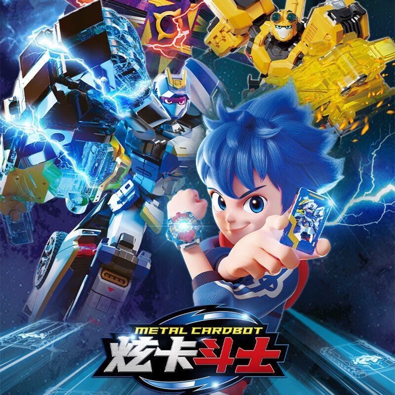 【Trong suốt và mát mẻ】Shine Card Fighter Robot Mecha Biến Hình Shine Blue Lightning Warrior Mecha Su