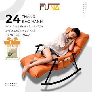 [Tặng gối vuông] Ghế bập bênh BB02 FUNA, ghế lười nằm thư giãn hiện đại, đệm dài 1m4, điều chỉnh 5 cấp độ lưng và chân.