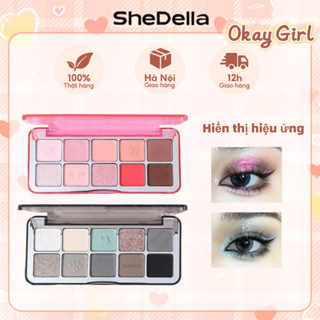 Shedella Bảng phấn mắt 10 màu Cat Series tông màu đen đất