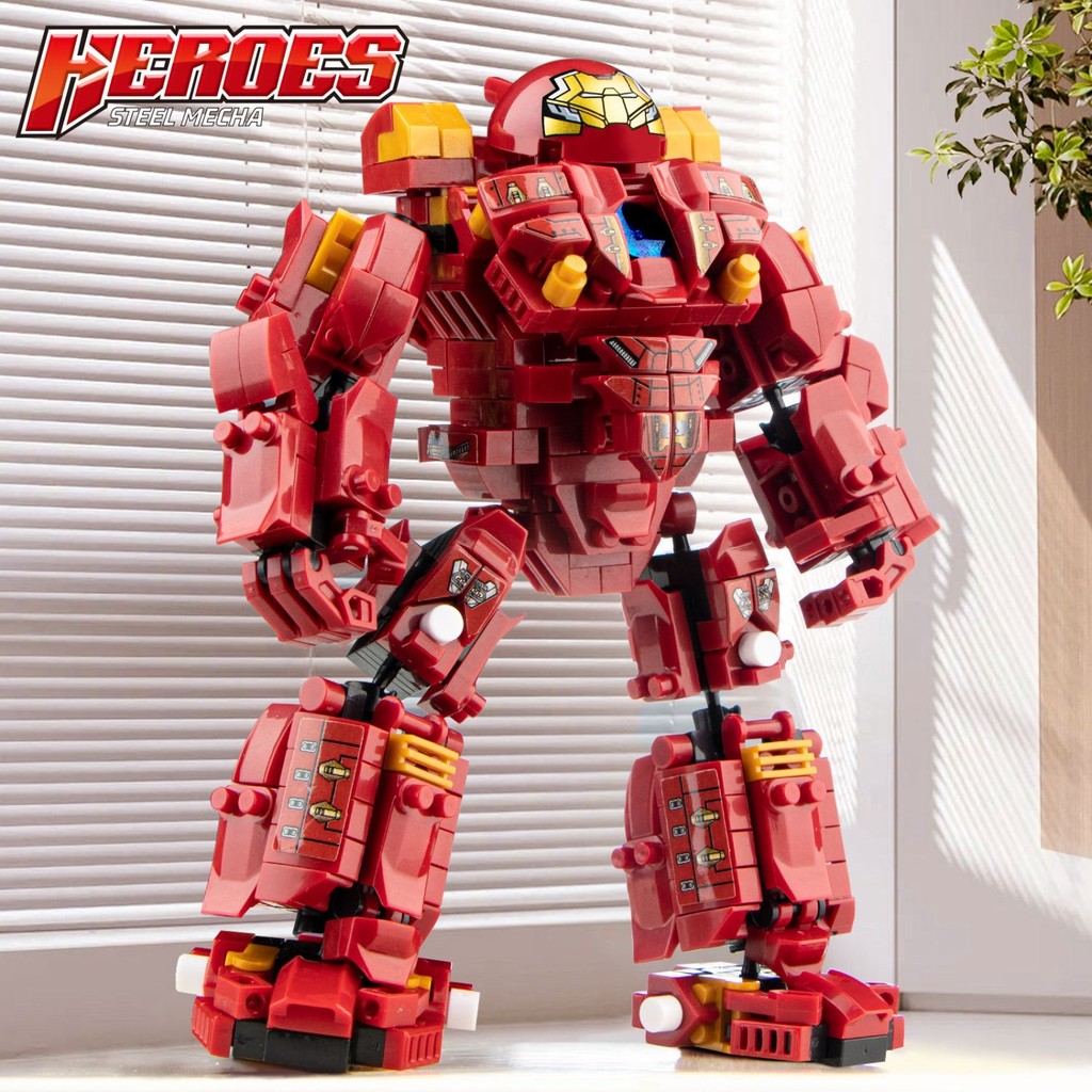 Tương thích với LEGO Iron Man Mecha Assembly Đồ chơi giáo dục Robot Hulkbuster Armor6-10Cậu Bé Tuổi