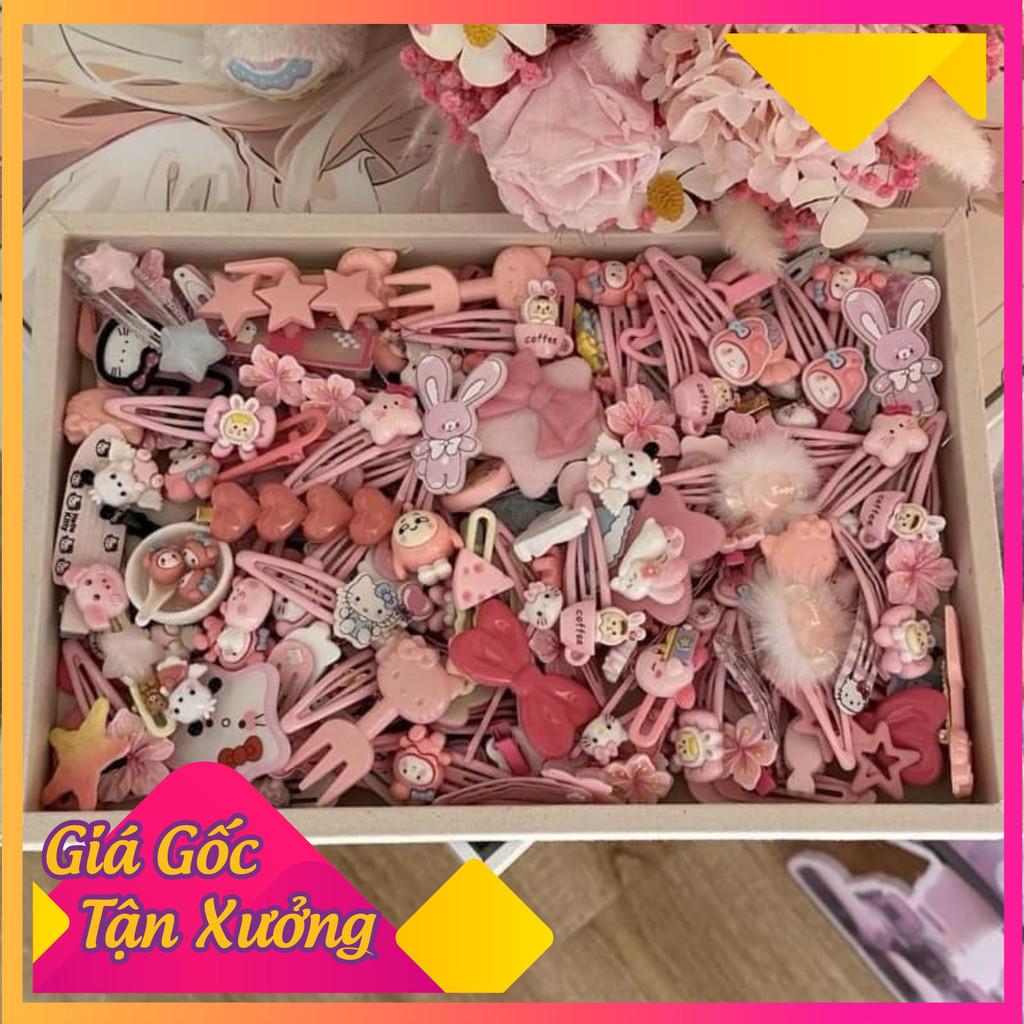 Combo 50 Kẹp Kute. Set 50 Kẹp Tóc Mèo Hello Kitty Dễ Thương Dành Cho Bé Gái Phong Cách Hàn Quốc