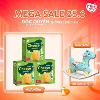 Combo 3 hộp phô mai tách muối Mămmy dạng bột rắc cơm, cháo cho bé ăn dặm, hộp 10 ống (3g/ ống)