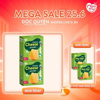 Set 2 hộp phô mai tách muối Mămmy dạng bột rắc cơm, cháo cho bé ăn dặm bổ sung canxi tăng chiều cao, hộp 10 ống 3g