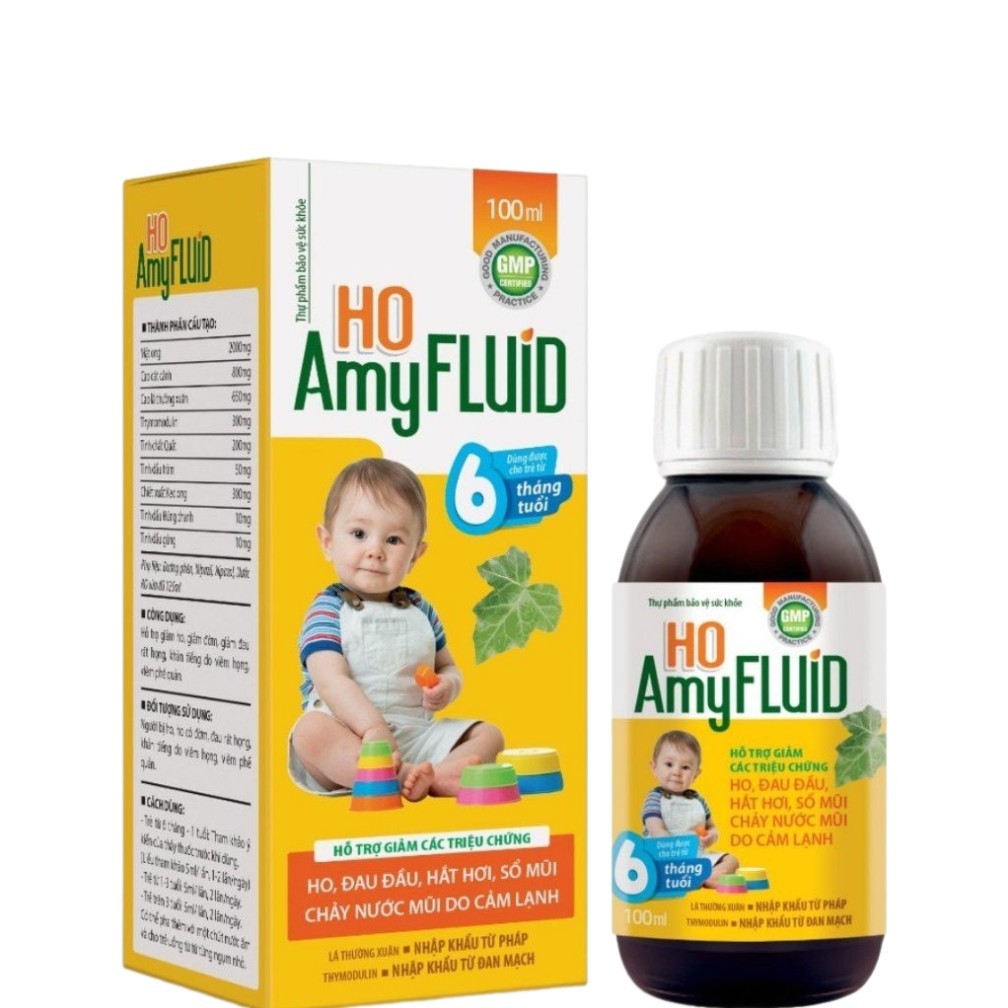 Siro Ho AmyFLUiD 100ml Cho Trẻ Nhỏ – Hỗ Trợ Giảm Ho, Long Đờm, Siro Ho Thảo Dược Cho Bé Từ 6 Tháng