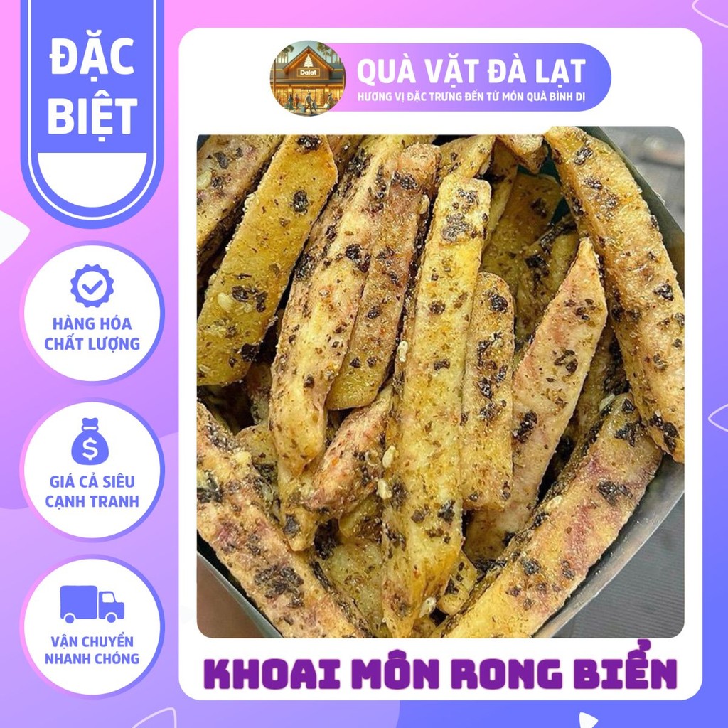 (ĂN CHAY ĐƯỢC) KHOAI MÔN CỌNG MIX RONG BIỂN, GIÒN TAN, XỐP, BÉO BÉO, MẶN MẶN - QUÀ VẶT ĐÀ LẠT