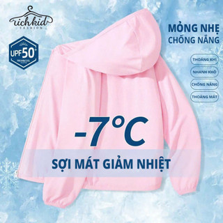 Áo choàng chống nắng cho trẻ em Richkid, vải Ice Text thông thoáng, làm mát tức thì, bảo vệ tia UV. RKF