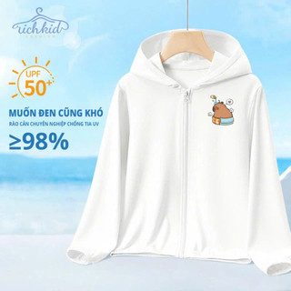 Áo chống nắng trẻ em Richkid, in hình Capybara 1, chất liệu vải Ice Text thoáng khí, làm mát tức thì và ngăn tia UV. RKF