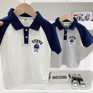 Áo POLO ngắn tay cotton co giãn cho bé trai và bé gái họa tiết gấu dễ thương (RK123) RKF
