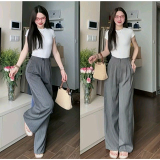 Quần tây ống rộng nữ cạp liền chun sau có khóa trước lưng cao tôn dáng ( chất vải gold ) chiều dài 93cm và 100cm