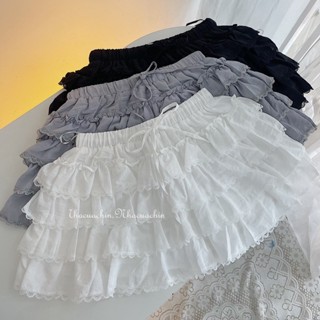 Chân Váy Xoè Ngắn Phối Bèo Nhiều Tầng Cạp Chun Lót Quần Ulzzang Trẻ Trung