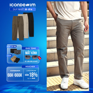 Quần Kaki Túi Hộp Nam ICONDENIM Form Ống Suông, Tag Kim Loại ICDN Cá Tính QKID0042