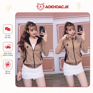  Áo khoác chống nắng nữ 6 túi tay dài xỏ ngón vải cotton co giãn 4 chiều phối màu thời trang 