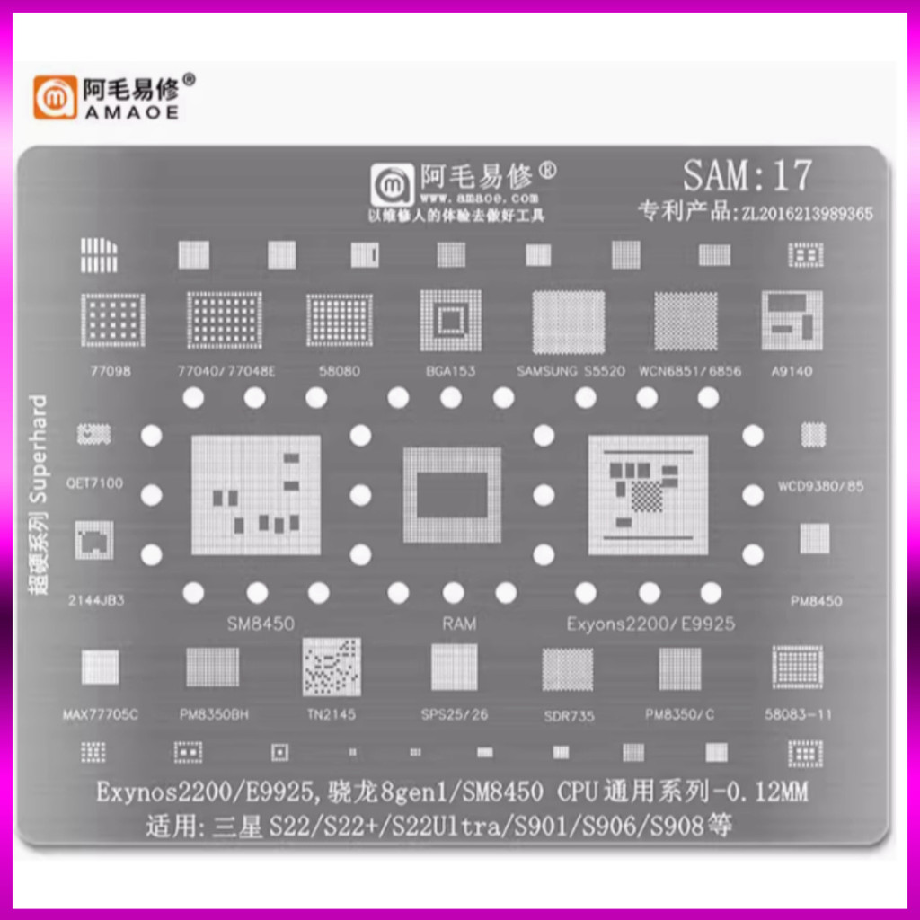 Vỉ làm chân SAM17 | S22Ultra+Exynos2200/E9925/SM8450/S901/906/908 | Giá rẻ
