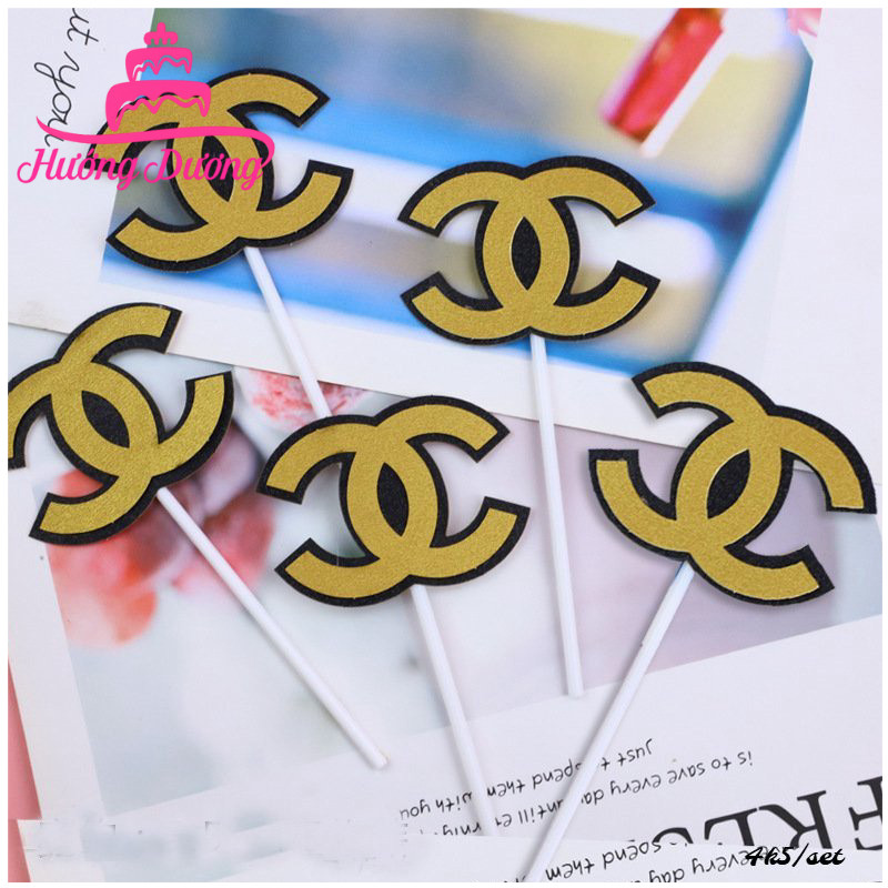 Phụ Kiện Bánh Kem Sinh Nhật [FREESHIP❤️] Set Cắm Chanel