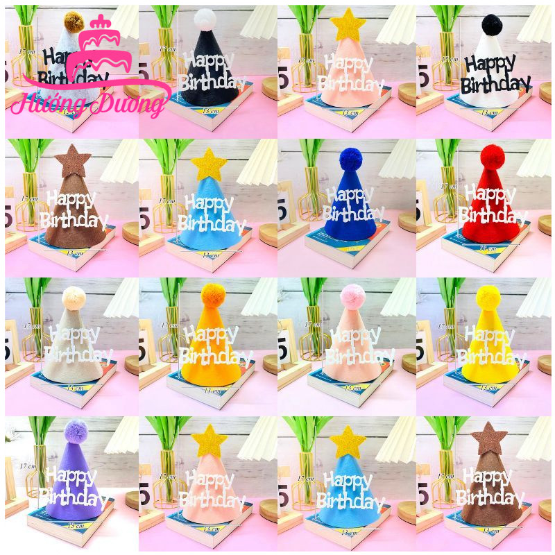 Phụ Kiện Sinh Nhật [FREESHIP❤️]  Mũ Nỉ Sinh Nhật Happy Birthday Phong Cách Hàn Quốc Xinh Xắn, Trang Trí Sinh Nhật